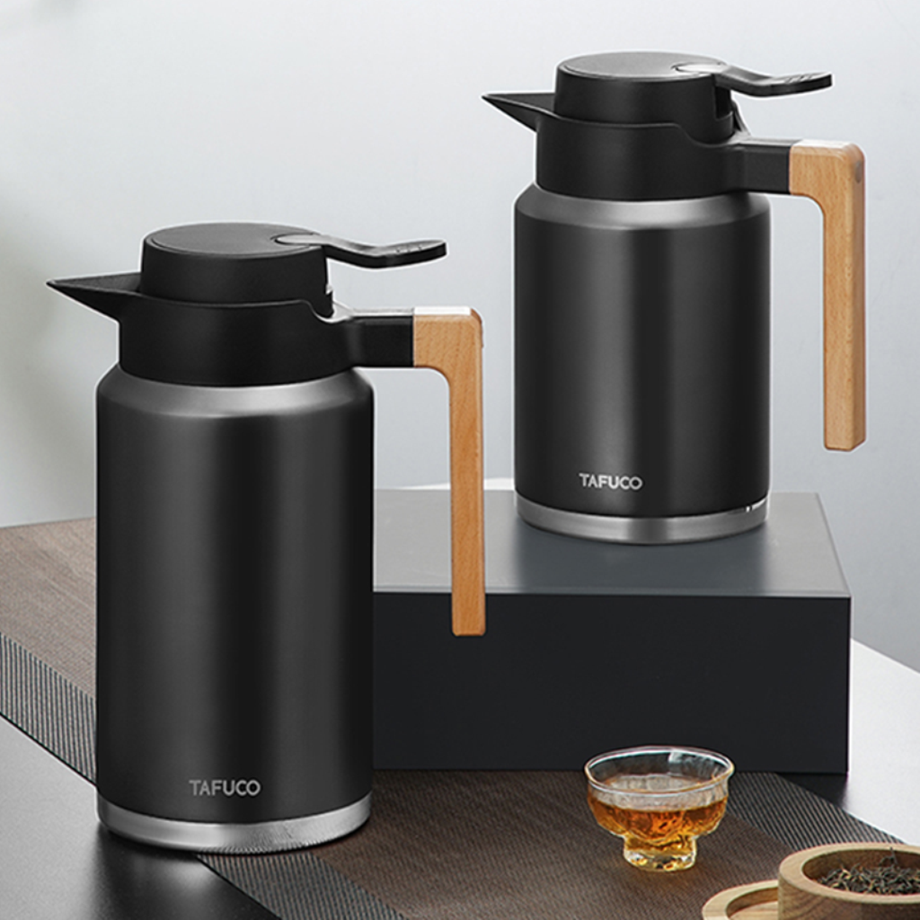 Tafuco Botella Térmica Acero Inoxidable Mango de Madera