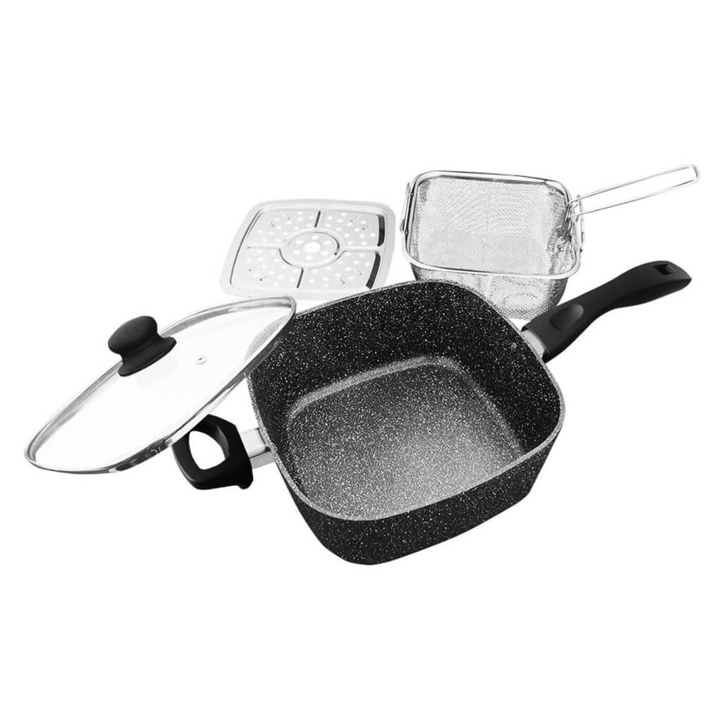 Westinghouse Set Sartén Freidora Acabado Mármol WCCS0009D24MBB, 4 piezas