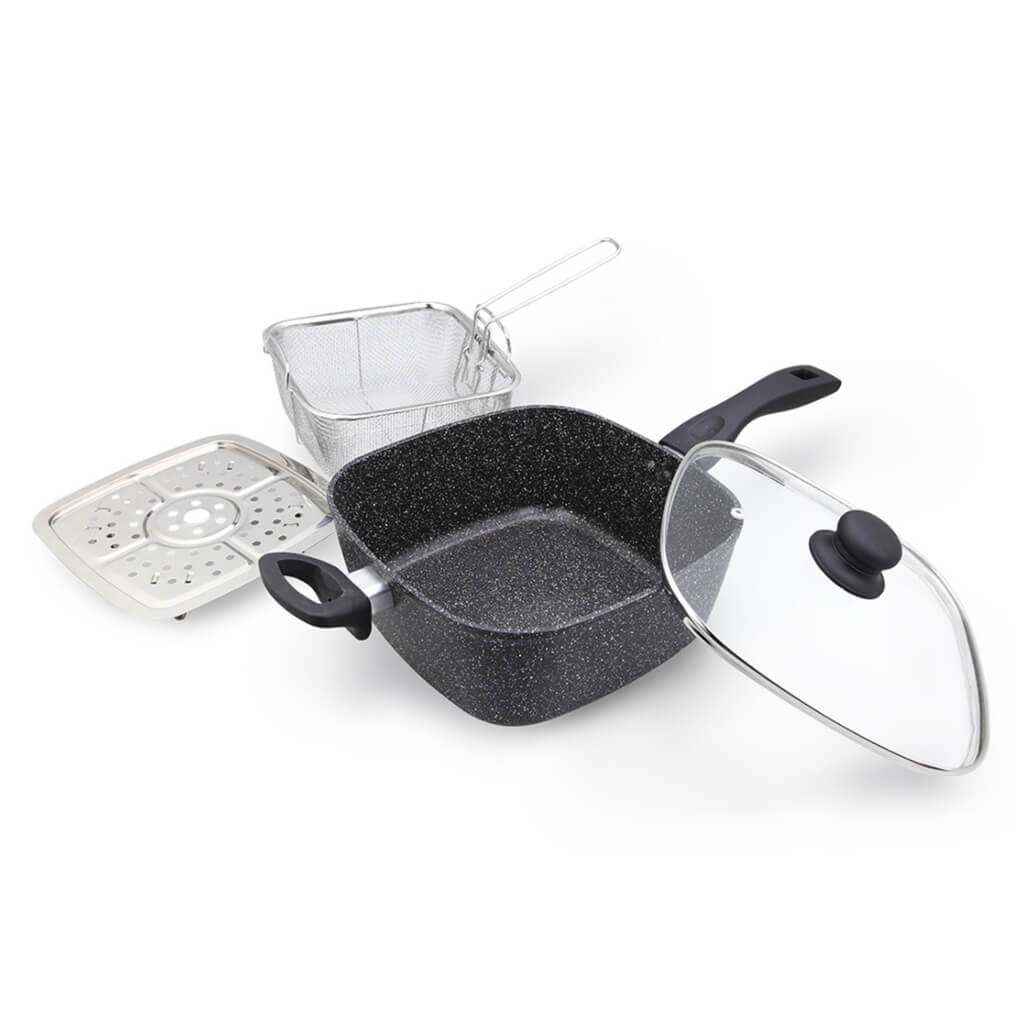 Westinghouse Set Sartén Freidora Acabado Mármol WCCS0009D24MBB, 4 piezas