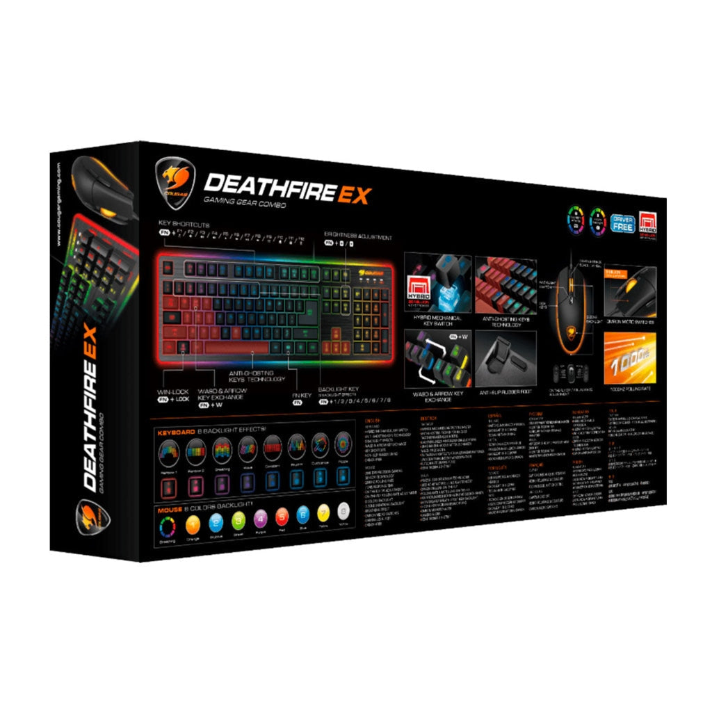 Cougar Kit Teclado en Español y Mouse Alámbrico Gaming Deathfire EX, 2 Piezas