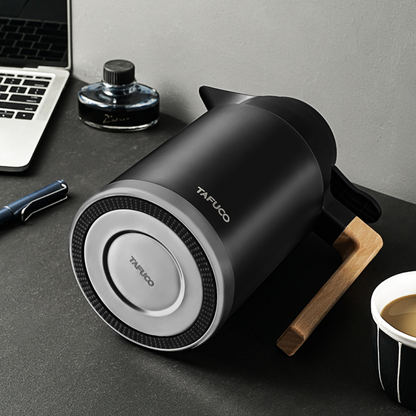 Tafuco Botella Térmica Acero Inoxidable Mango de Madera